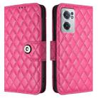For OnePlus Nord CE 2 5G Rhombic Texture Flip Leather Phone Case with Lanyard(Rose Red) - 2