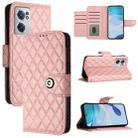 For OnePlus Nord CE 2 5G Rhombic Texture Flip Leather Phone Case with Lanyard(Coral Pink) - 1