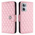 For OnePlus Nord CE 2 5G Rhombic Texture Flip Leather Phone Case with Lanyard(Pink) - 2