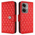 For OnePlus Nord CE3 Rhombic Texture Flip Leather Phone Case with Lanyard(Red) - 2