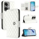 For OnePlus Nord CE3 Rhombic Texture Flip Leather Phone Case with Lanyard(White) - 1