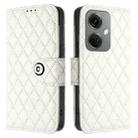 For OnePlus Nord CE3 Rhombic Texture Flip Leather Phone Case with Lanyard(White) - 2