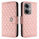 For OnePlus Nord CE3 Rhombic Texture Flip Leather Phone Case with Lanyard(Coral Pink) - 2