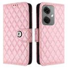 For OnePlus Nord CE3 Rhombic Texture Flip Leather Phone Case with Lanyard(Pink) - 2