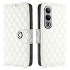 For OnePlus Nord CE4 Rhombic Texture Flip Leather Phone Case with Lanyard(White) - 2