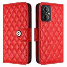 For OnePlus Nord N20 5G Rhombic Texture Flip Leather Phone Case with Lanyard(Red) - 2