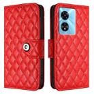 For OnePlus Nord N300 Rhombic Texture Flip Leather Phone Case with Lanyard(Red) - 2