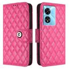 For OnePlus Nord N300 Rhombic Texture Flip Leather Phone Case with Lanyard(Rose Red) - 2