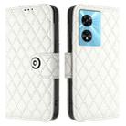 For OnePlus Nord N300 Rhombic Texture Flip Leather Phone Case with Lanyard(White) - 2