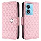 For OnePlus Nord N300 Rhombic Texture Flip Leather Phone Case with Lanyard(Pink) - 2