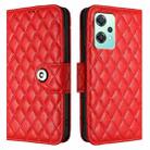 For OnePlus Nord 2 Lite Rhombic Texture Flip Leather Phone Case with Lanyard(Red) - 2