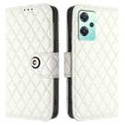 For OnePlus Nord 2 Lite Rhombic Texture Flip Leather Phone Case with Lanyard(White) - 2