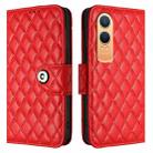 For OnePlus Nord CE4 Lite Rhombic Texture Flip Leather Phone Case with Lanyard(Red) - 2