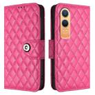 For OnePlus Nord CE4 Lite Rhombic Texture Flip Leather Phone Case with Lanyard(Rose Red) - 2