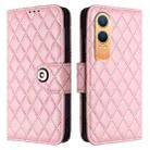 For OnePlus Nord CE4 Lite Rhombic Texture Flip Leather Phone Case with Lanyard(Pink) - 2