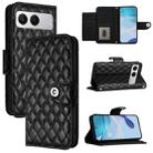 For OnePlus Nord 4 5G Rhombic Texture Flip Leather Phone Case with Lanyard(Black) - 1