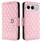 For OnePlus Nord 4 5G Rhombic Texture Flip Leather Phone Case with Lanyard(Pink) - 2