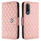 For OnePlus Ace 5 Ultra Rhombic Texture Flip Leather Phone Case with Lanyard(Coral Pink) - 2