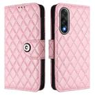 For OnePlus Ace 5 Ultra Rhombic Texture Flip Leather Phone Case with Lanyard(Pink) - 2