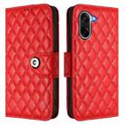 For OnePlus Ace 5 Racing Rhombic Texture Flip Leather Phone Case with Lanyard(Red) - 2