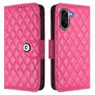 For OnePlus Ace 5 Racing Rhombic Texture Flip Leather Phone Case with Lanyard(Rose Red) - 2