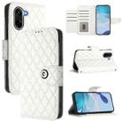 For OnePlus Ace 5 Racing Rhombic Texture Flip Leather Phone Case with Lanyard(White) - 1