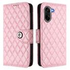 For OnePlus Ace 5 Racing Rhombic Texture Flip Leather Phone Case with Lanyard(Pink) - 2