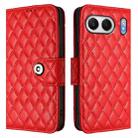 For OnePlus Nord 4 5G Global Rhombic Texture Flip Leather Phone Case with Lanyard(Red) - 2