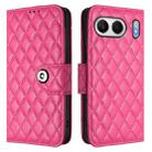 For OnePlus Nord 4 5G Global Rhombic Texture Flip Leather Phone Case with Lanyard(Rose Red) - 2