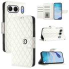 For OnePlus Nord 4 5G Global Rhombic Texture Flip Leather Phone Case with Lanyard(White) - 1