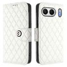 For OnePlus Nord 4 5G Global Rhombic Texture Flip Leather Phone Case with Lanyard(White) - 2