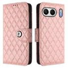 For OnePlus Nord 4 5G Global Rhombic Texture Flip Leather Phone Case with Lanyard(Coral Pink) - 2