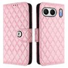 For OnePlus Nord 4 5G Global Rhombic Texture Flip Leather Phone Case with Lanyard(Pink) - 2