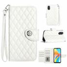 For OPPO A38 4G / A18 4G Rhombic Texture Flip Leather Phone Case with Lanyard(White) - 1