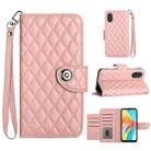 For OPPO A38 4G / A18 4G Rhombic Texture Flip Leather Phone Case with Lanyard(Coral Pink) - 1
