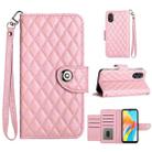 For OPPO A38 4G / A18 4G Rhombic Texture Flip Leather Phone Case with Lanyard(Pink) - 1