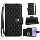 For OPPO A78 5G / A58 5G Rhombic Texture Flip Leather Phone Case with Lanyard(Black) - 1