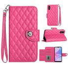 For OPPO A78 5G / A58 5G Rhombic Texture Flip Leather Phone Case with Lanyard(Rose Red) - 1