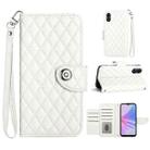 For OPPO A78 5G / A58 5G Rhombic Texture Flip Leather Phone Case with Lanyard(White) - 1