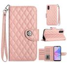 For OPPO A78 5G / A58 5G Rhombic Texture Flip Leather Phone Case with Lanyard(Coral Pink) - 1