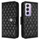 For OPPO Reno12 Pro 5G Global Rhombic Texture Flip Leather Phone Case with Lanyard(Black) - 2