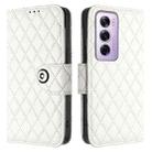 For OPPO Reno12 Pro 5G Global Rhombic Texture Flip Leather Phone Case with Lanyard(White) - 2