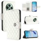 For OPPO Reno12 F 5G Global Rhombic Texture Flip Leather Phone Case with Lanyard(White) - 1