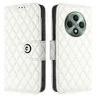 For OPPO Reno12 F 5G Global Rhombic Texture Flip Leather Phone Case with Lanyard(White) - 2