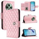 For OPPO Reno12 F 5G Global Rhombic Texture Flip Leather Phone Case with Lanyard(Pink) - 1