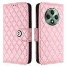 For OPPO Reno12 F 5G Global Rhombic Texture Flip Leather Phone Case with Lanyard(Pink) - 2