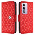 For OPPO A3 Pro 5G Global Rhombic Texture Flip Leather Phone Case with Lanyard(Red) - 2