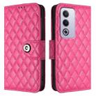 For OPPO A3 Pro 5G Global Rhombic Texture Flip Leather Phone Case with Lanyard(Rose Red) - 2