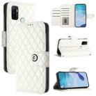 For OPPO A11s 4G Rhombic Texture Flip Leather Phone Case with Lanyard(White) - 1