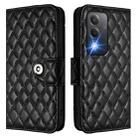 For OPPO K12x 5G Global Rhombic Texture Flip Leather Phone Case with Lanyard(Black) - 2